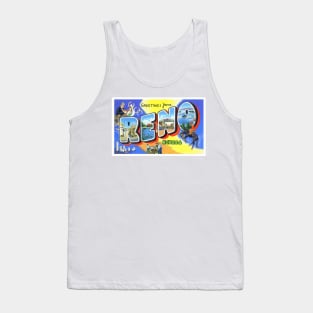 Greetings from Reno Nevada - Vintage Large Letter Postcard Tank Top